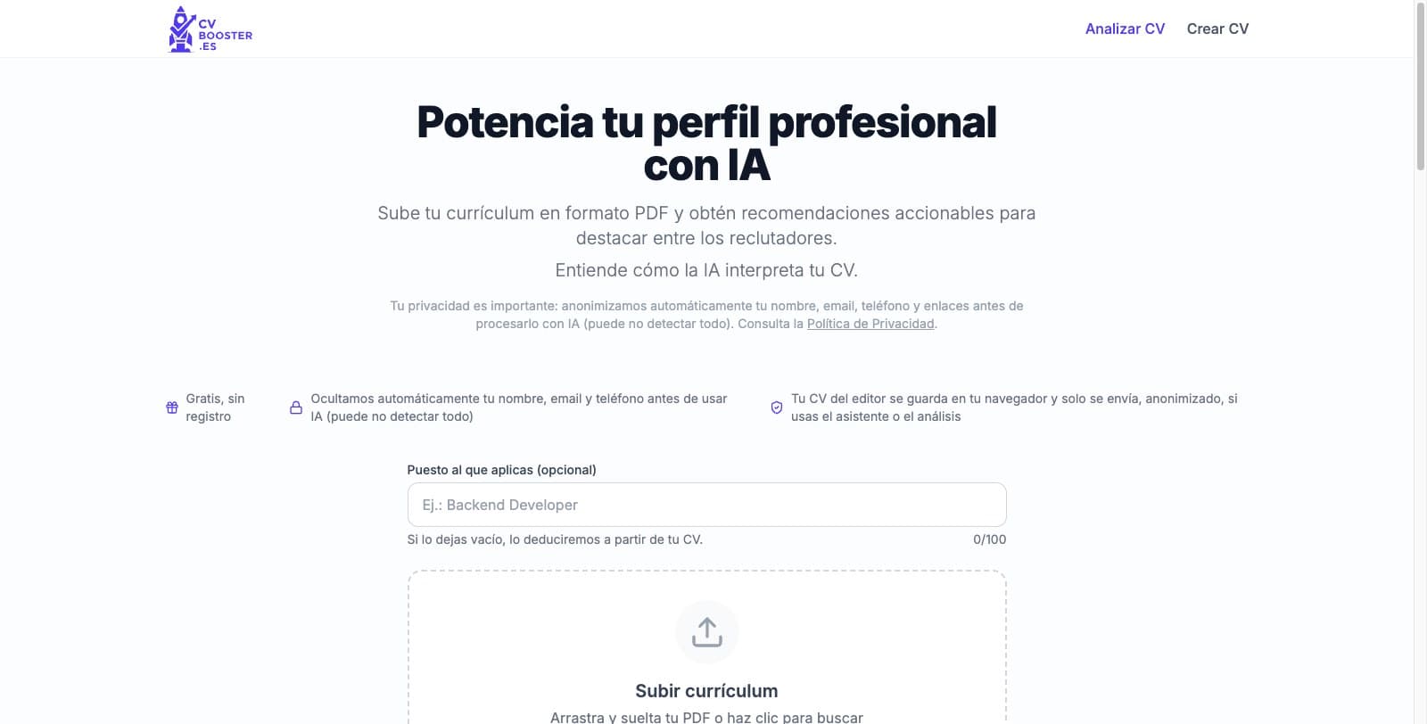 Captura de CV Booster