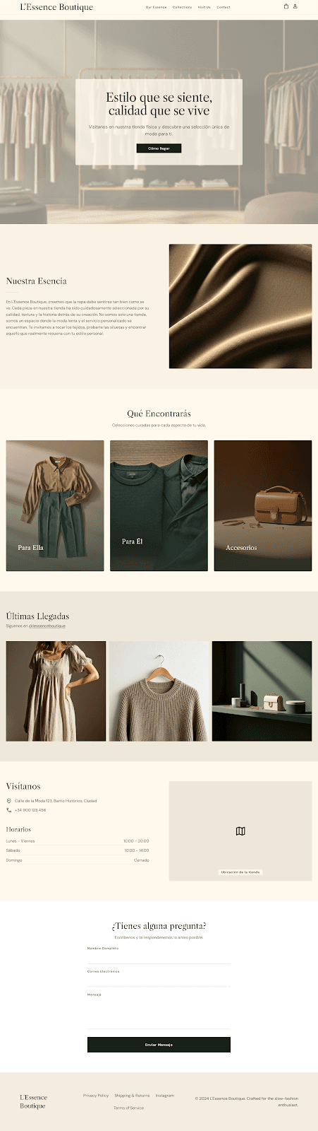 Captura de Landing Tienda de Ropa